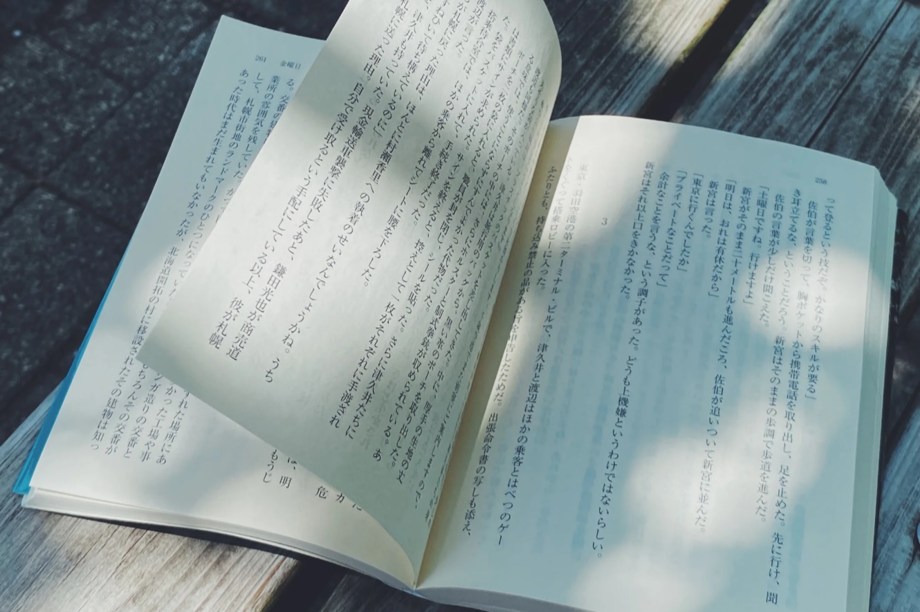 木漏れ日の中にある本